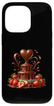 Coque pour iPhone 13 Pro Fontaine à chocolat en forme de cœur - Saint-Valentin romantique