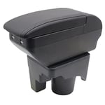 Accoudoir double couche pour Golf 6 Mk6 2008-2013 Jetta Mk5 2006-2011 Vento Wagon 2009 2010 Console centrale Boîte de rangement avec porte-gobelet Accoudoir Accessoires Noir