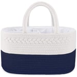 Baby Diaper Caddy Organizer Storage Basket White&navy Blue