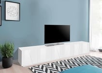 Dmora - TV stand Lucas, Low sideboard for living room, TV stand base, 100% Made in Italy, cm 244x44h46, Glossy white