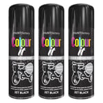 3X Jet Black Gloss Spray Paint Aerosol Auto Car Lacquer Wood Metal 400ml