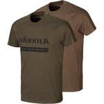 Härkila Härkila logo t-shirt 2-pack Willow green/Slate brown 2XL