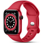 CeMiKa Compatible avec Apple Watch Bracelet 38mm 40mm 41mm 42mm 44mm 45mm 46mm 49mm, Bracelets en Silicone de Remplacement pour iWatch SE Series 10 9 8 7 6 5 4 3 2 1, 38mm/40mm/41mm-S/M, Rouge