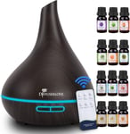 500ML Diffuseur d'Huiles Essentielles Electrique Aromathérapie Humidificateur Vaporisateur d'Huile Parfumée, LED 7 Couleurs, Arrêt Automatique sans Eau pour Bureau Maison Chambre