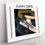 Journal By Juan Gris Exhibition Museum Classic Painting Canvas Wall Art Print Ready to Hang, Framed Picture for Living Room Bedroom Home Office Décor, 35x35 cm (14x14 Inch)