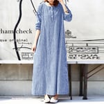 ZANZEA UK Women Long Sleeve Check Casual Loose Kaftan Abaya Gown Long Maxi Dress