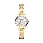 Fossil Montre pour femmes Carlie, mouvement à quartz, boîtier en acier inoxydable doré de 28 mm avec bracelet en acier inoxydable, ES5203