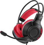 Atlas Casque Gaming pour PS4/PS5/Xbox One/Xbox Series XS/PC/Mobile, Casque Filaire Ultra Léger avec Microphone Pliable, Haut-parleurs de 50mm, Cable de 3.5mm - Rouge