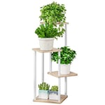 AZERPIAN Support pour plantes d'intérieur à 4 niveaux en métal pour plusieurs plantes, supports de fleurs d'angle pour terrasse, jardin, salon, balcon, chambre à coucher, noir (4 niveaux, blanc)