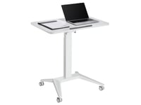 Maclean Mc-453 W Mobile Laptop Desk With Pneumatic Height Adjustment, Laptop Table With Wheels, 80 X 52 Cm, Max. 8 Kg, Height Adjustable Max. 109 Cm (White)