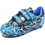 Football Boots Kids Size 3 Laceless Soccer Shoes Boys Girls Astro Turf Non Slip Trainers Football Shoes Blue