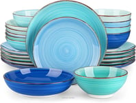 Vancasso Bonita Blue Dinner Set, 24-Piece Dinner Sets for 6 People, Handpainted