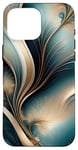 Coque pour iPhone 16 Pro Max Golden Breeze – Motif abstrait bleu sarcelle et doré