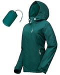 33,000ft Women's Waterproof Packable Rain Jackets Lightweight Breathable Windbreaker Raincoat Outdoor Windproof Running Golf Cycling Jacket with Hood (Dark Green-S/UK 10)