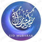 100 Eid Mubarak Stickers Labels Blue Moon Crescent Decorations Ramadan