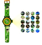 Lexibook Montre Bracelet Ajustable écran Digital avec 20 Projections de l'univers Dinosaure-pour Enfant-Vert et Jaune