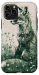 Coque pour iPhone 11 Pro Green Fox Chinoiserie French Esthétique Toile Fille