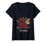 Womens Bad Omens Gothic Butterfly and Rose Elegance V-Neck T-Shirt