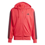 adidas Men's ESSENTIAL THREE STRIPES FRENCH TERRY FULLZIP HOODIE, pure ruby/black, XS