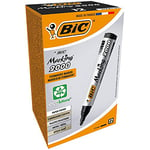 BIC Marking 2000 ECOlutions Marqueurs Permanents à Pointe Conique Moyenne - Pour Carton, Plastique, Bois, Métal - Noir, Boîte de 12