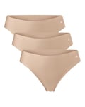 DANISH ENDURANCE Lot de 3 Strings Invisibles en Microfibre, Tanga Doux et Légers, pour Femme Beige XL