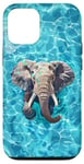 Coque pour iPhone 15 Éléphant amusant dans l'eau de la piscine pour nager maman papa enfants