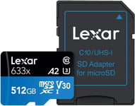 Professional 633X Carte Micro Sd 512 Go, Carte Microsdxc Uhs-I, Jusqu'À 100 Mo/S En Lecture, Carte Tf Pour Smartphones, Tablettes Et Caméras D'Action (Lsdmi512Bbeu633A)