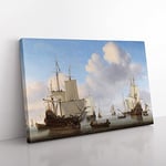 Big Box Art Willem Van de Velde The Younger Dutch Men of war Canvas Wall Art Print Ready to Hang Picture, 76 x 50 cm (30 x 20 Inch), Multi-Coloured