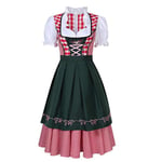 Högkvalitativ traditionell tysk rutig klänning Oktoberfest-dräkter för vuxna kvinnor Halloween Fancy Party Style XL xl