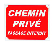 Januel - Panneau Chemin Privé Passage Interdit - Panneau Signalétique - 30x25cm - Rouge & Blanc - Aluminium 0,5mm - Résistant aux UV Taille Unique