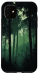 Coque pour iPhone 11 Vert camouflage forêt nuit noir nature