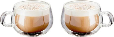 Judge JDG30 Double Walled Glass Coffee Cups with Handle, Set of 2, Hollow Vacuu