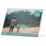 Photo Booth Frames - 7x5 Inch Clear Acrylic Display, Slanted Back 7x5 Horizontal Picture or Display Plastic Sign Holder with Inserts - 12 count