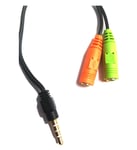 3.5mm Stereo Headphone Microphone Audio Splitter Cable Adapter Male to 2 Female