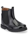 Start-rite Girls Chelsea Patent Leather Pull On Zip Up Boots - Black, Black Patent, Size 1 Older