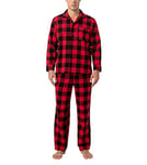 LAPASA Ensemble de Pyjama Homme Chaud & Confortable 100% Flanelle de Coton M95 Ensemble à Carreaux Rouge & Noir, XXL