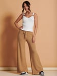 Jolie Moi Soft Knit Wide Leg Trousers, Camel