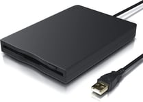 Csl Lecteur De Disquette Externe Usb Fdd 1,44 Mb 3,5 Pouces 8,89 Cm, Plug-And-Play Pc Et Mac, Slimline Floppy Disk Drive Externe Portable Noir Windows 11 10 8.1 8 7 Mac Osx Linux