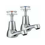 Bristan Cross Top 1/2″ Basin Pillar Taps Chrome Metal Heads VAX 1/2 C