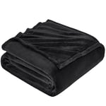 EHEYCIGA Plaid Polaire Noir 230x270,Couverture Polaire Couvre Lit 2 Personnes,Jete de Canape Grande Taille,Plaid Jeté Canapé Flanelle Doux et Chaud