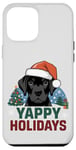 Coque pour iPhone 12 Pro Max Black Lab Labrador Retriever Yappy Holidays Chien de Noël