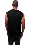 Urban Classics Men's Sleeveless T-Shirt Workout Vest with Round Neckline and Rolled Hems, Loose Tank Top, 100% Jersey Cotton, Black, Size: Small