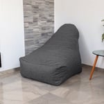 Pouf fauteuil XXL d'intérieur en tissu effet lin - 120x70x90 cm - Gris chiné