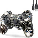 Wireless Controller For Ps3 High Performance Double Shock Gamepad Joystick Remote Compatible With Play Station 3(Black Ghost)