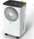 12L/Day Dehumidifier for Drying Clothes, 24h Timer, Auto Shut-Off, Apartment/Bas