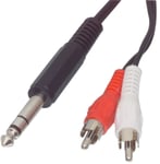 Audio / video cable 6.35mm jack stereo plug - 2x RCA plugs 1.50 m