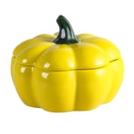 ZCED Pumpkin Casserole Dish Ceramic Pumpkin Casserole Pot With Lid Enamel Stew Pot Creative Pumpkin Pot Soup Pot Easy To Clean Gifts For Parents,Yellow