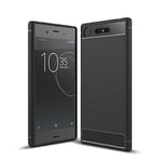 Cruzerlite Coque Sony Xperia XZ1, Carbon Fiber Shock Absorption Slim TPU Cover for Sony Xperia XZ1 (2017) (Black)