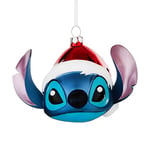 Hallmark Décoration Festive en Verre soufflé Stitch Lilo et Stitch - Décoration d'arbre Disney à Suspendre - Cadeau de Noël