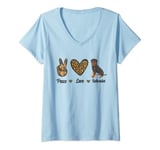 Womens Peace Love Rottweiler Lover Pet Dog Puppy Owner Leopard Men V-Neck T-Shirt